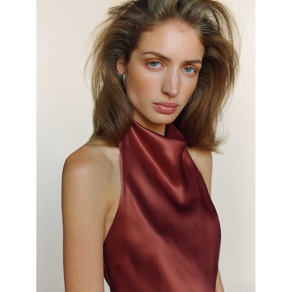 Reformation Sera Silk Two Piece Rosewood Halter & Maxi Skirt Brand New - Picture 5 of 6